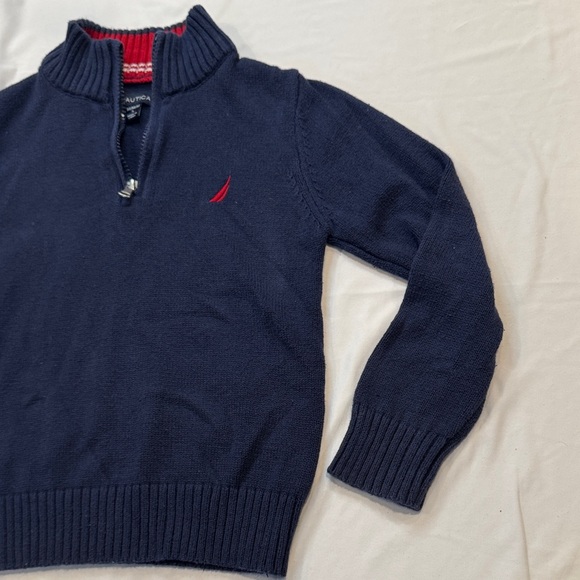 4/$15 Nautica Kid’s Zip Up Knit Sweater in Navy and Red Size M (5) - Picture 3 of 10